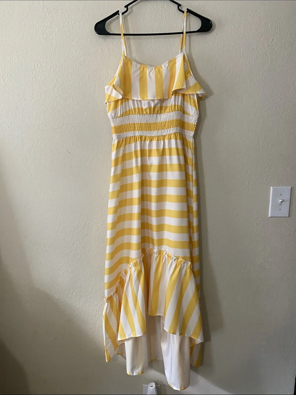 GLM Clothing Yellow & White Striped Maxi with Ruffle Bodice NWTs - Picture 7 of 9